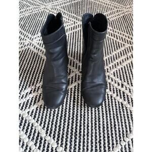Cole Haan Women's Grand Black Leather Zip Booties, 8.5